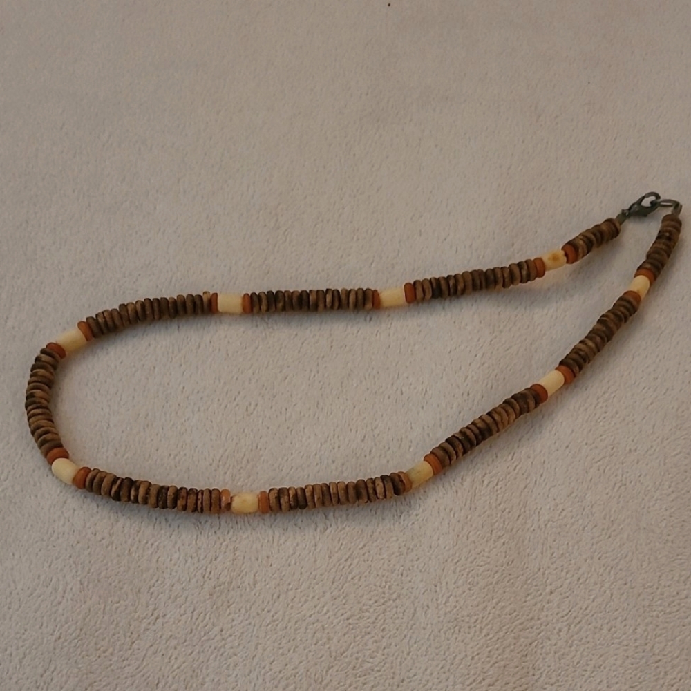 Mens Choker Brown and Cream Grunge 90s Lobster Clasp